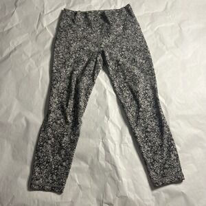 Athleta Womens Salutation Stash Pocket II 7/8 Leggings Black Gray Floral Print M